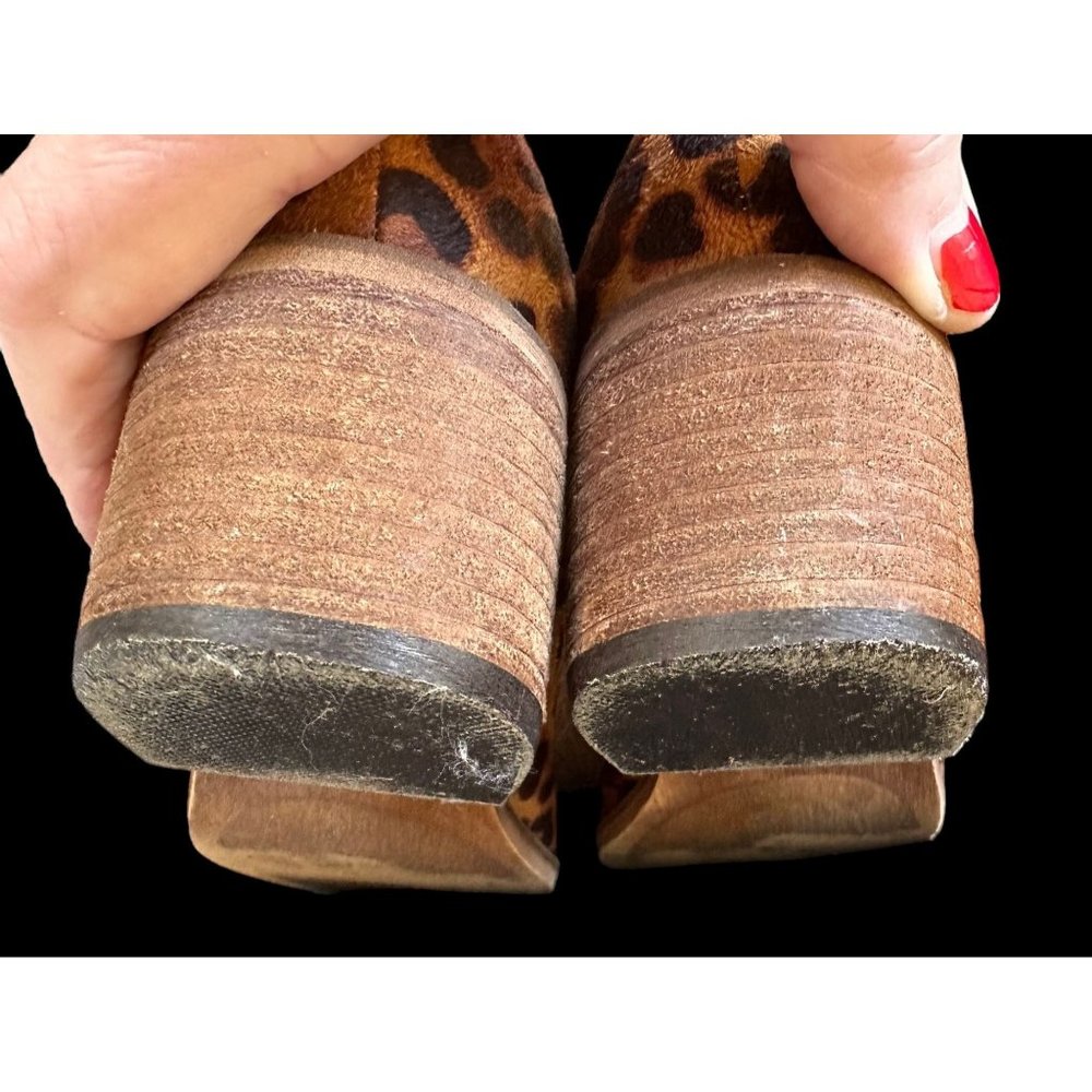 A Rider Girl Cheeta Ankle Boots Size 6 Slip On Ankle V Cut Stacked Leath… - Picture 10 of 12